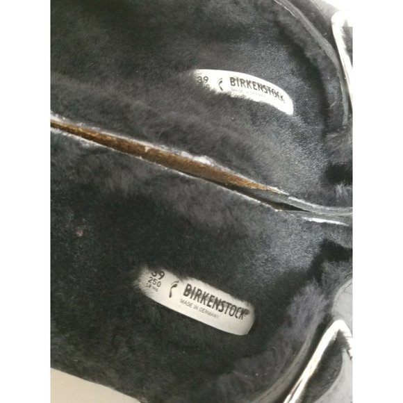Birkenstock Madrid Big Buckle Black Oiled Leather Shearling Size 39 Narrow New - Picture 6 of 6